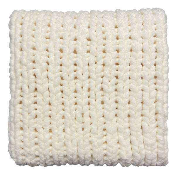 Honeybloom Ivory Chunky Knit Throw Blanket, 50x60
