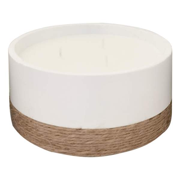 White Cement Citronella Candle with Rope Accent, 28oz
