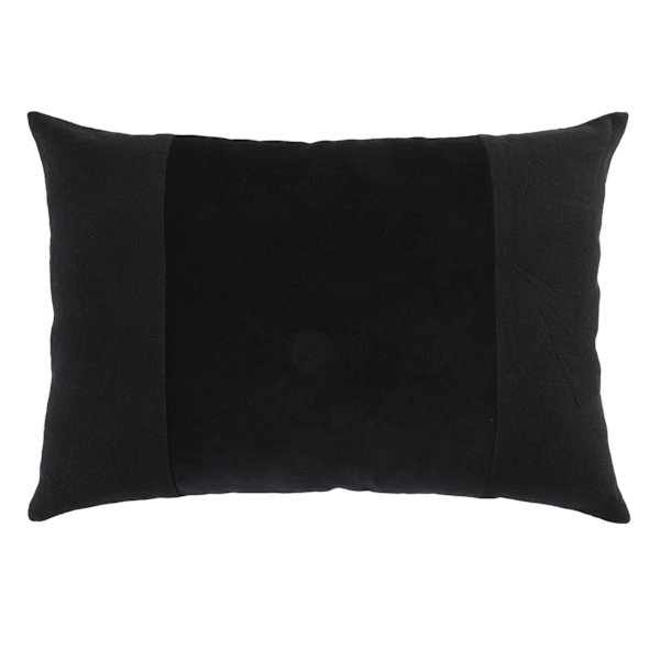 Crosby St. Black Cotton Slub & Velvet Throw Pillow, 14x20