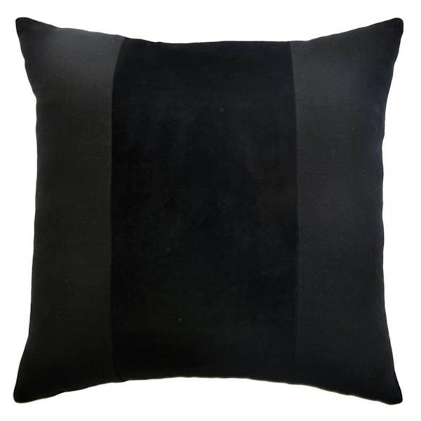 Crosby St. Black Cotton Slub & Velvet Throw Pillow, 18"
