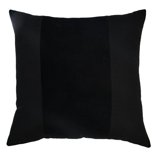 Crosby St. Black Cotton Slub & Velvet Throw Pillow, 24"