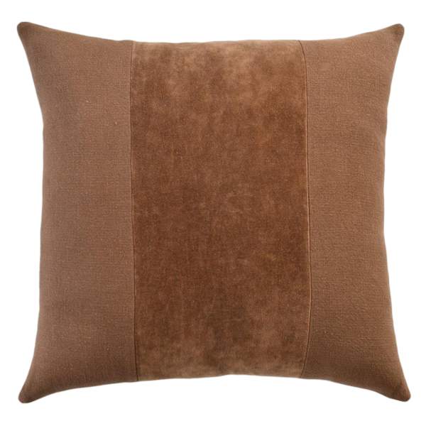 Crosby St. Brown Cotton Slub & Velvet Throw Pillow, 18"