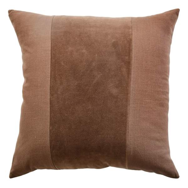 Crosby St. Brown Cotton Slub & Velvet Throw Pillow, 24"
