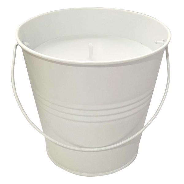 White Metal Citronella Bucket Candle, 12oz