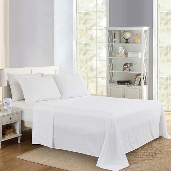 4-Piece Bright White Super Soft Microfiber Sheet Set, King