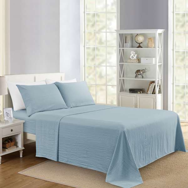 4-Piece Dusty Blue Super Soft Microfiber Sheet Set, King