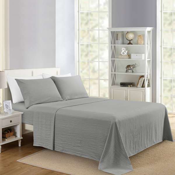 4-Piece Mockingbird Grey Super Soft Microfiber Sheet Set, King