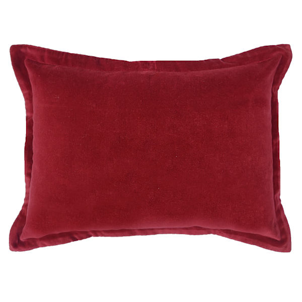 Providence Burgundy Cotton Velvet Throw Pillow, 14x20
