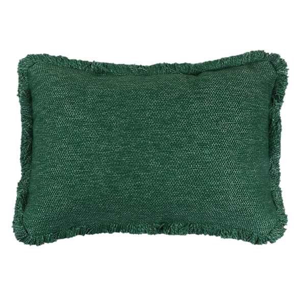 Found & Fable Solid Green Woven Throw Pillow with Fringe, 14x20