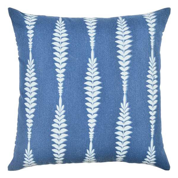 Providence Navy Blue Fern Stripe Print Throw Pillow, 18"