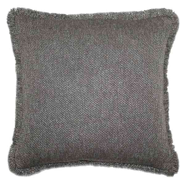 Found & Fable Dark Grey Solid Woven Fringe Outdoor Throw Pillow, 18"