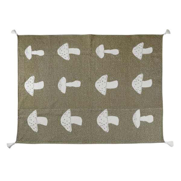 Honeybloom Mushrooms Woven Jacquard Cotton Throw Blanket, 50x60