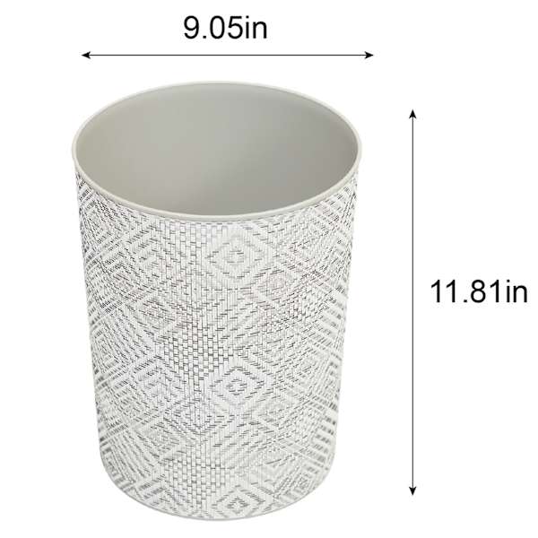 Winslow Light Grey Diamond Round Trash Bin, 10l