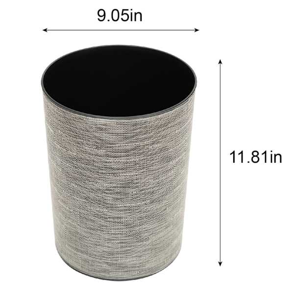 Winslow Black & Grey Stitched Round Trash Bin, 10l