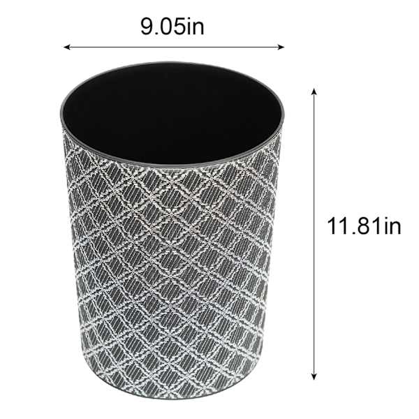 Winslow Black Quatrefoil Round Trash Bin, 10l