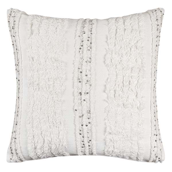 Found & Fable White Tufted Stripe Throw Pillow with Sequins, 24"