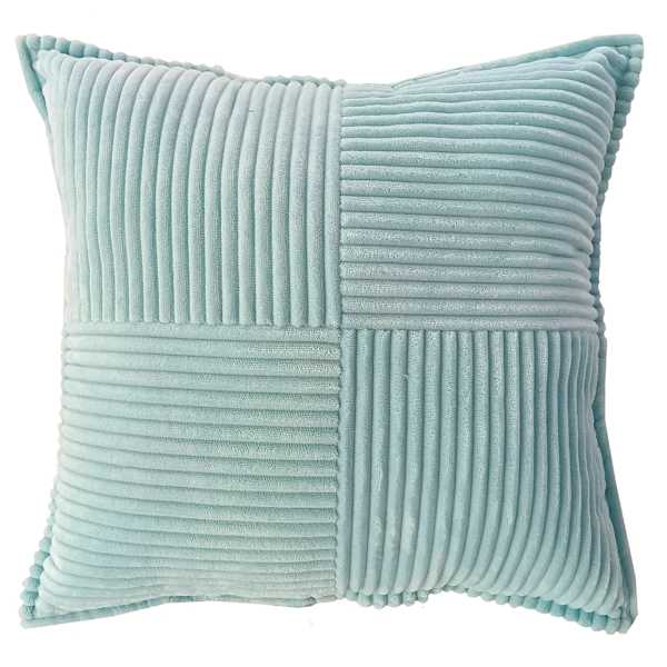 Blue Corduroy Checkered Throw Pillow, 18"