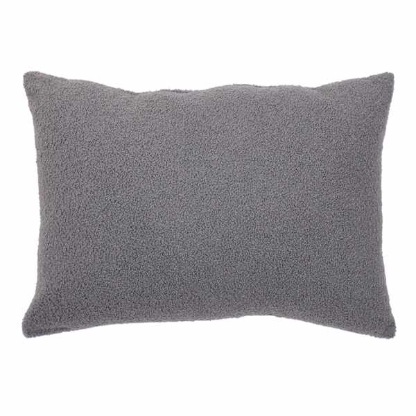 Honeybloom Dark Grey Teddy Boucle Throw Pillow, 14x20
