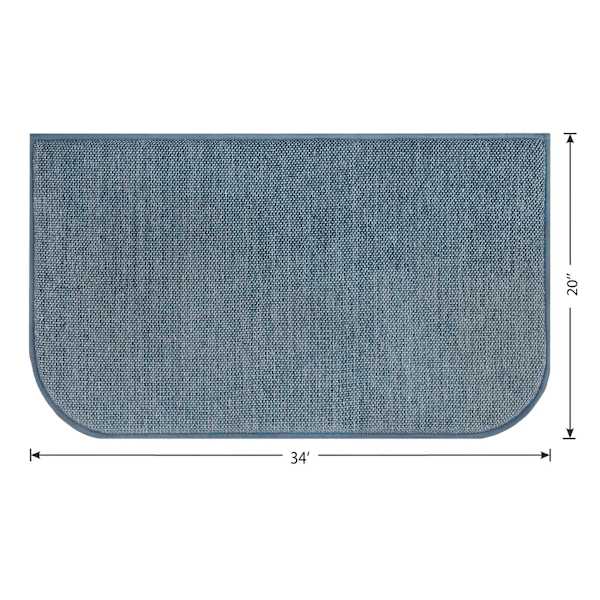Blue Woven Chenille Washable Kitchen Mat, 20x34