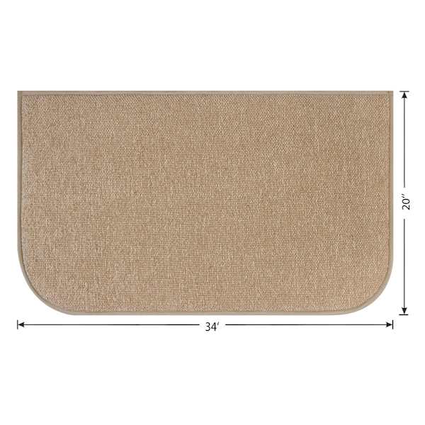 Tan Woven Chenille Washable Kitchen Mat, 20x34
