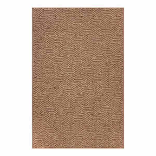 Brown Knitted Interlock Gel Back Washable Accent Rug, 30x46