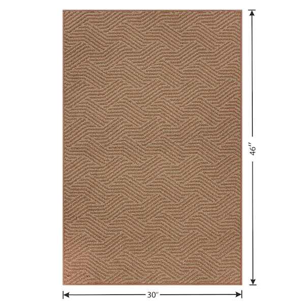 Brown Knitted Interlock Gel Back Washable Accent Rug, 30x46