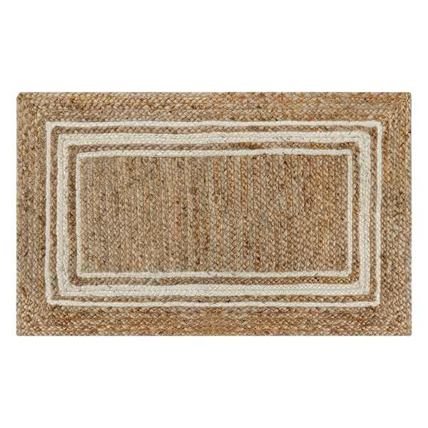 Natural & Ivory Braided Border Jute Accent Rug, 21x34