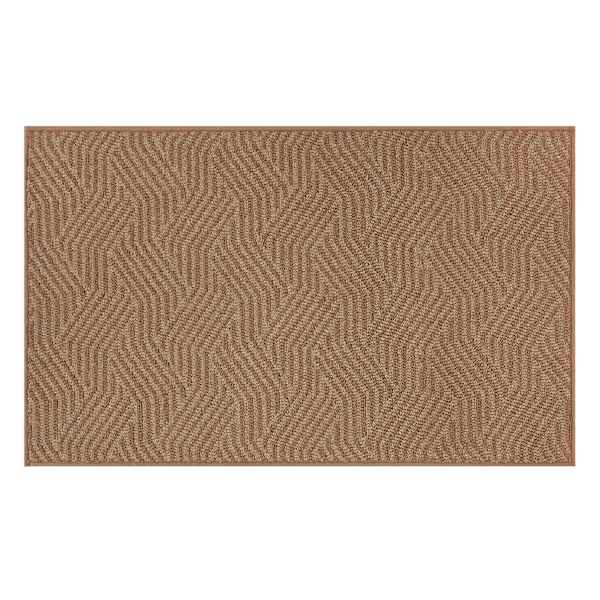Brown Knitted Interlock Gel Back Washable Accent Rug, 21x34