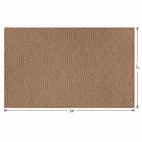 Brown Knitted Interlock Gel Back Washable Accent Rug, 21x34