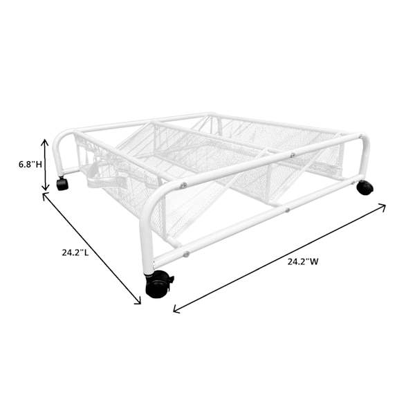 Under Bed Rolling Shoe Rack, White