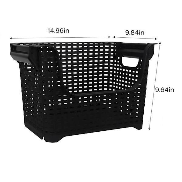 Crossover Weave Stackable Storage Basket, Black