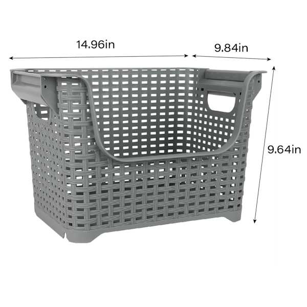 Crossover Weave Stackable Storage Basket, Grey