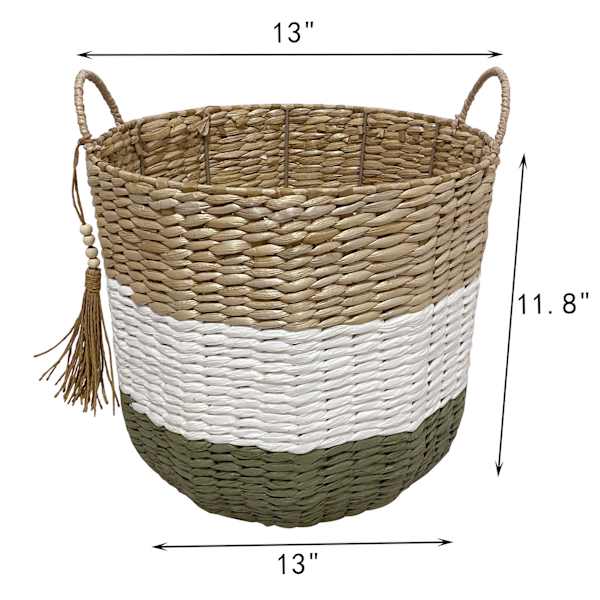 Sage Round Paper Storage Basket, Medium