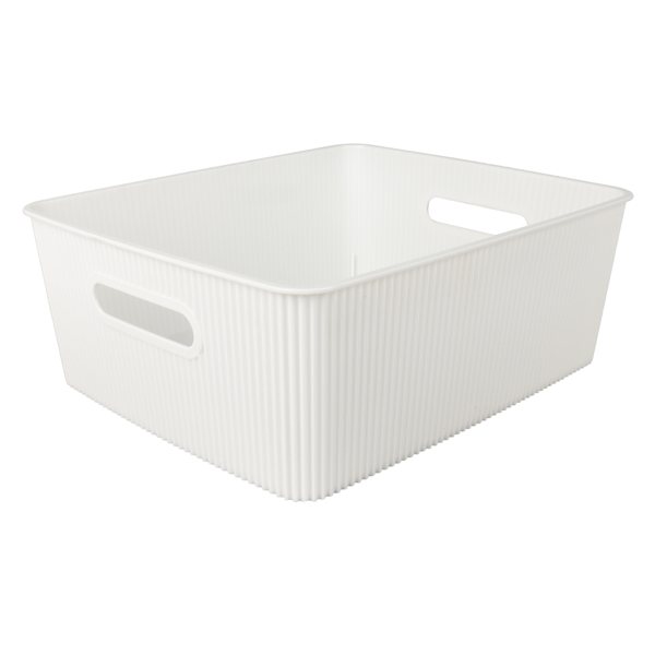 Doric White Storage Basket, Medium
