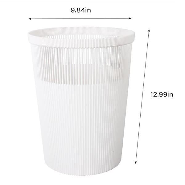 White Textured Striped Trash Bin, 11.5l