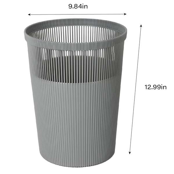 Grey Textured Striped Trash Bin, 11.5l