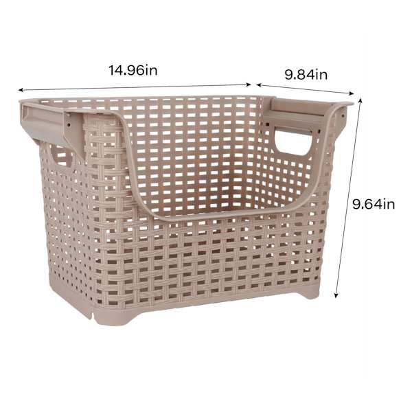 Crossover Weave Stackable Storage Basket, Tan