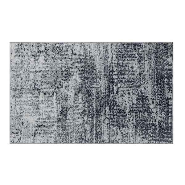 Grey Abstract Washable Microfiber Tufted Accent Rug, 20x32