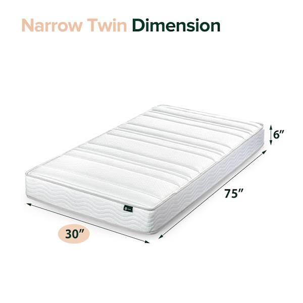 Zinus Innerspring Twin Boxed Mattress, 6"