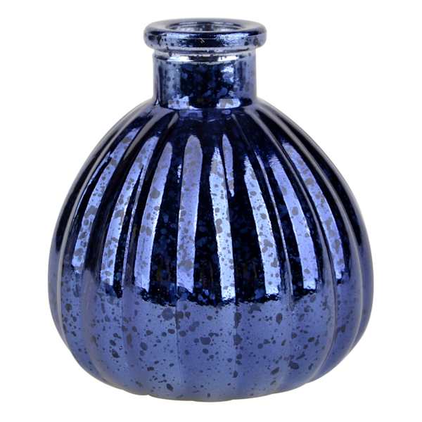 Blue Mercury Glass Bud Vase, 4"