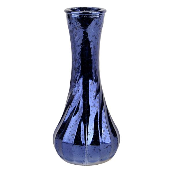 Blue Mercury Glass Bud Vase, 6"