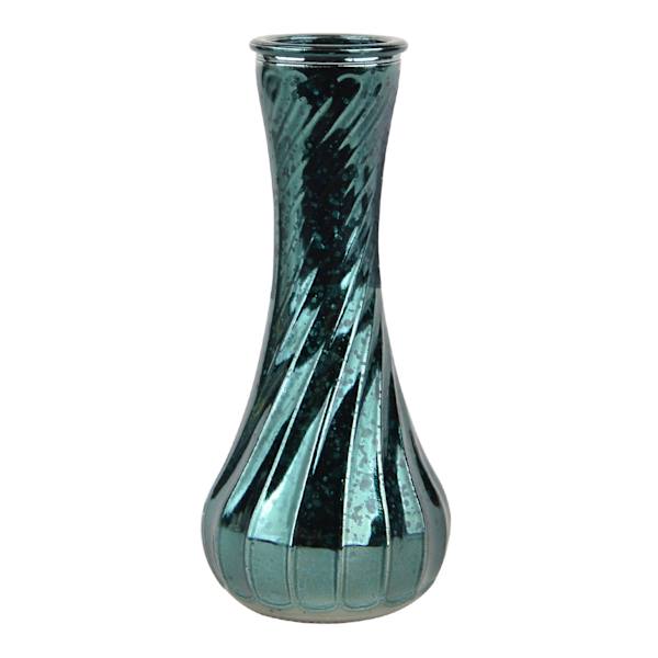 Green Mercury Glass Bud Vase, 6"