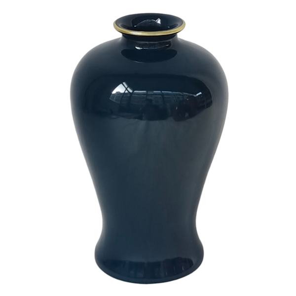 Providence Blue with Gold Trim Ceramic Vase, 9"