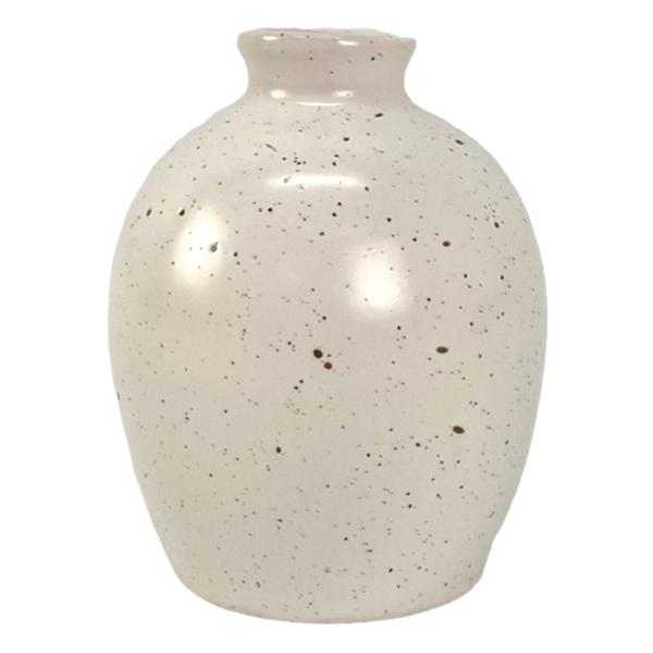 Honeybloom White Speckled Ceramic Vase, 5"