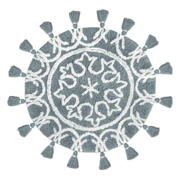 Blue Round Tufted Bath Rug, 24"