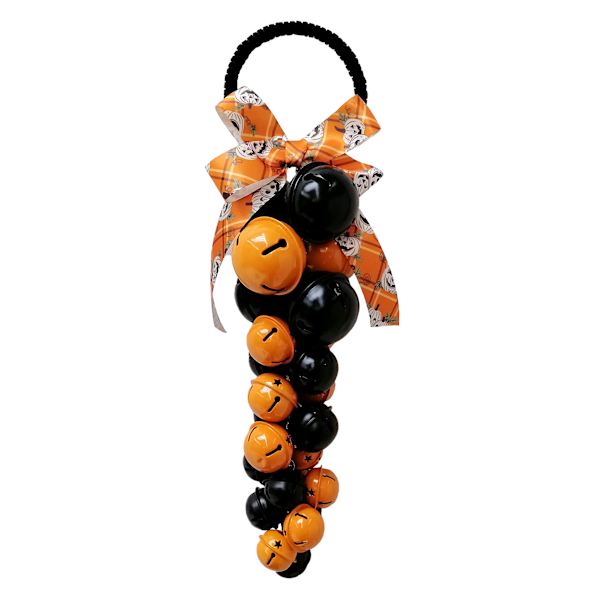 Matte Black & Orange Bell Door Hanger, 14.5"