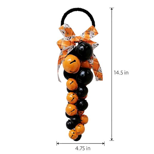 Matte Black & Orange Bell Door Hanger, 14.5"