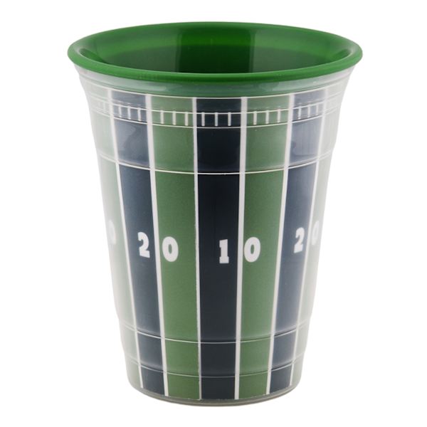 Green Football Field Double Wall Party Cup, 16oz