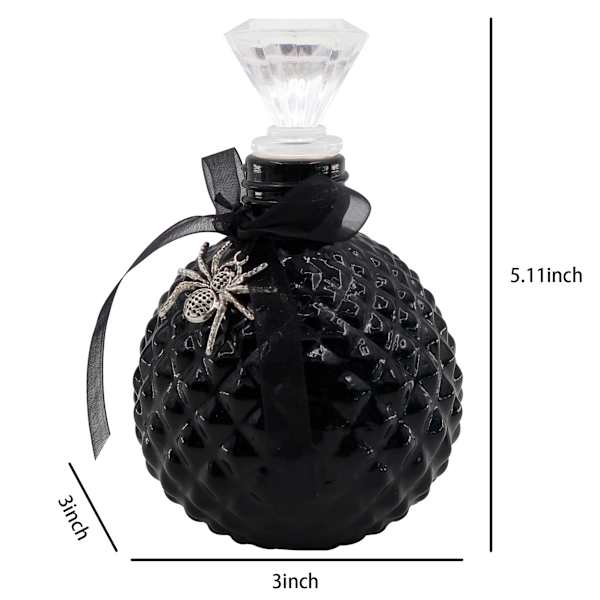 Spellbound Black Glass Potion Bottle, 3"