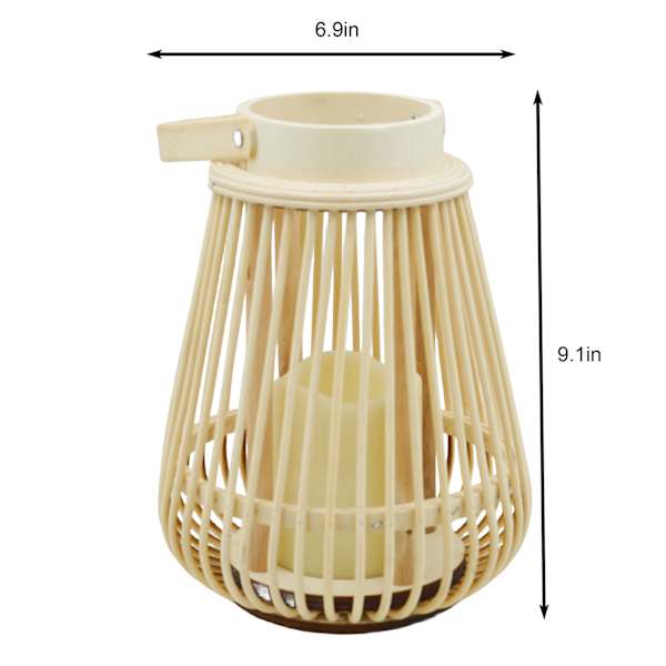 Natural LED Rattan Lantern, 7x9